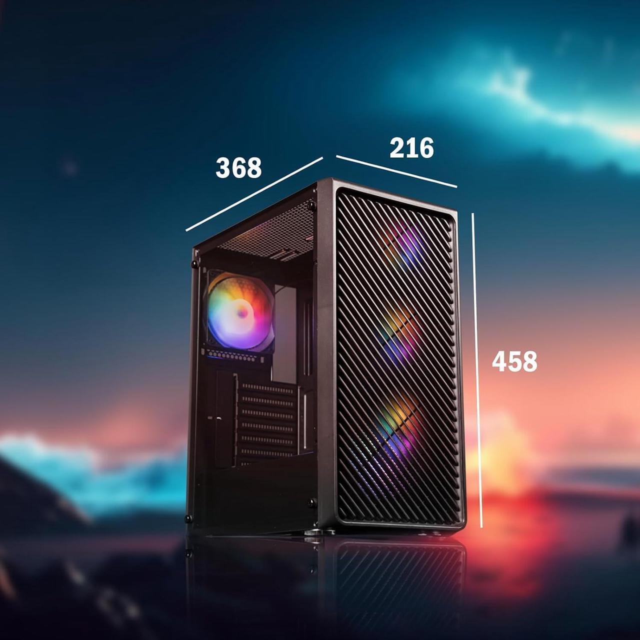 Alt view image 4 of 6 - Raidmax Vector V211 Gaming Chassis - Pre-Installed 4X Static RGB Color Fans, Supports 240mm Water Cooler and 310mm GPUs, Full Size Tempered Glass (Black)