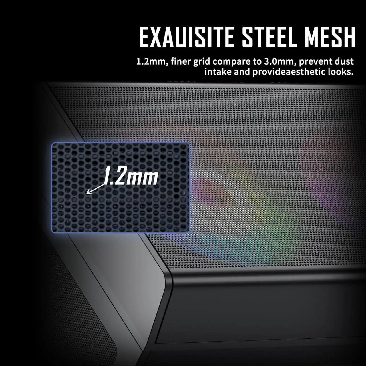 Alt view image 5 of 7 - Raidmax Meshian X Seies Mesh Front Intake High Airflow Design, Pre-Installed 4X 140mm ARGB and 1x 120mm ARGB Fans, Tempered Glass, Support 4090 GPU and 360mm Water Cooler (X606, Black)