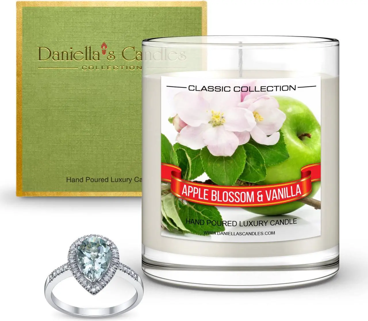 Main image of Daniella's Candles - Apple Blossom and Vanilla Jewelry Candle with Necklace inside