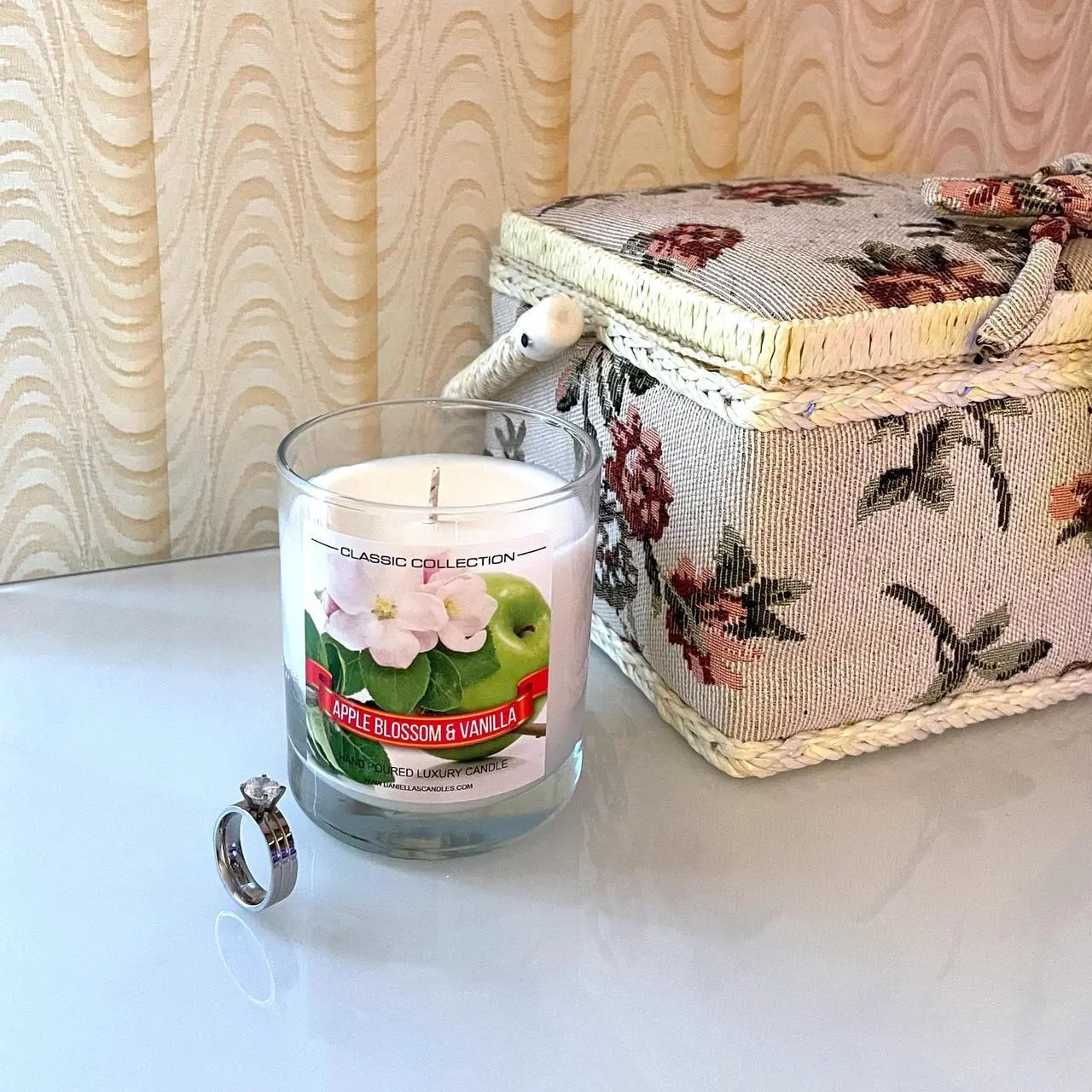 Alt view image 4 of 5 - Daniella's Candles - Apple Blossom and Vanilla Jewelry Candle with Necklace inside