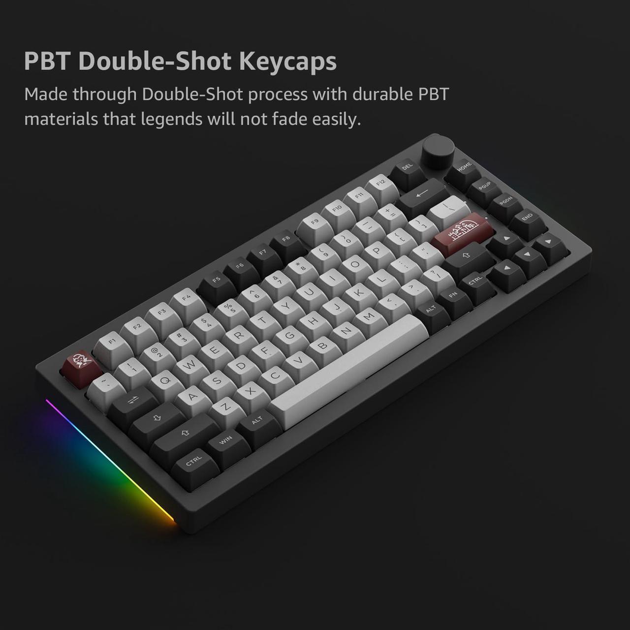 Alt view image 4 of 7 - Akko Dracula Castle Mechanical Keyboard 5075B Plus 75% RGB Hot-swappable Keyboard with Knob, Multi-Modes 
Gaming Keyboard with PBT Double Shot ASA Profile Keycaps Creamy Yellow Pre Lubed Switch