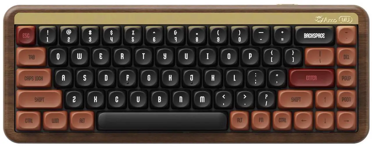 Main image of Akko Mechanical Gaming Keyboard with Walnut Wooden Case, MU01 Autumn 65% 68-Key RGB 2.4G Wireless/Bluetooth/Wired Hot-swappable Keyboard with PBT Dye-Sub Keycaps for Mac & Win