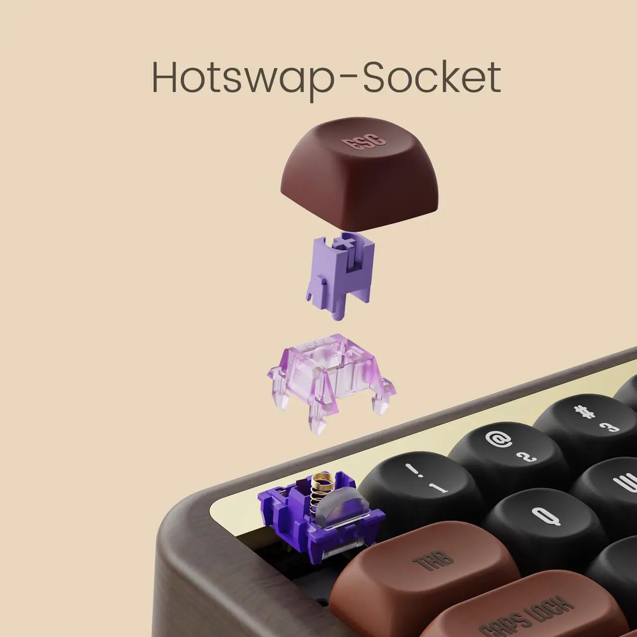 Alt view image 2 of 7 - Akko Mechanical Gaming Keyboard with Walnut Wooden Case, MU01 Autumn 65% 68-Key RGB 2.4G Wireless/Bluetooth/Wired Hot-swappable Keyboard with PBT Dye-Sub Keycaps for Mac & Win