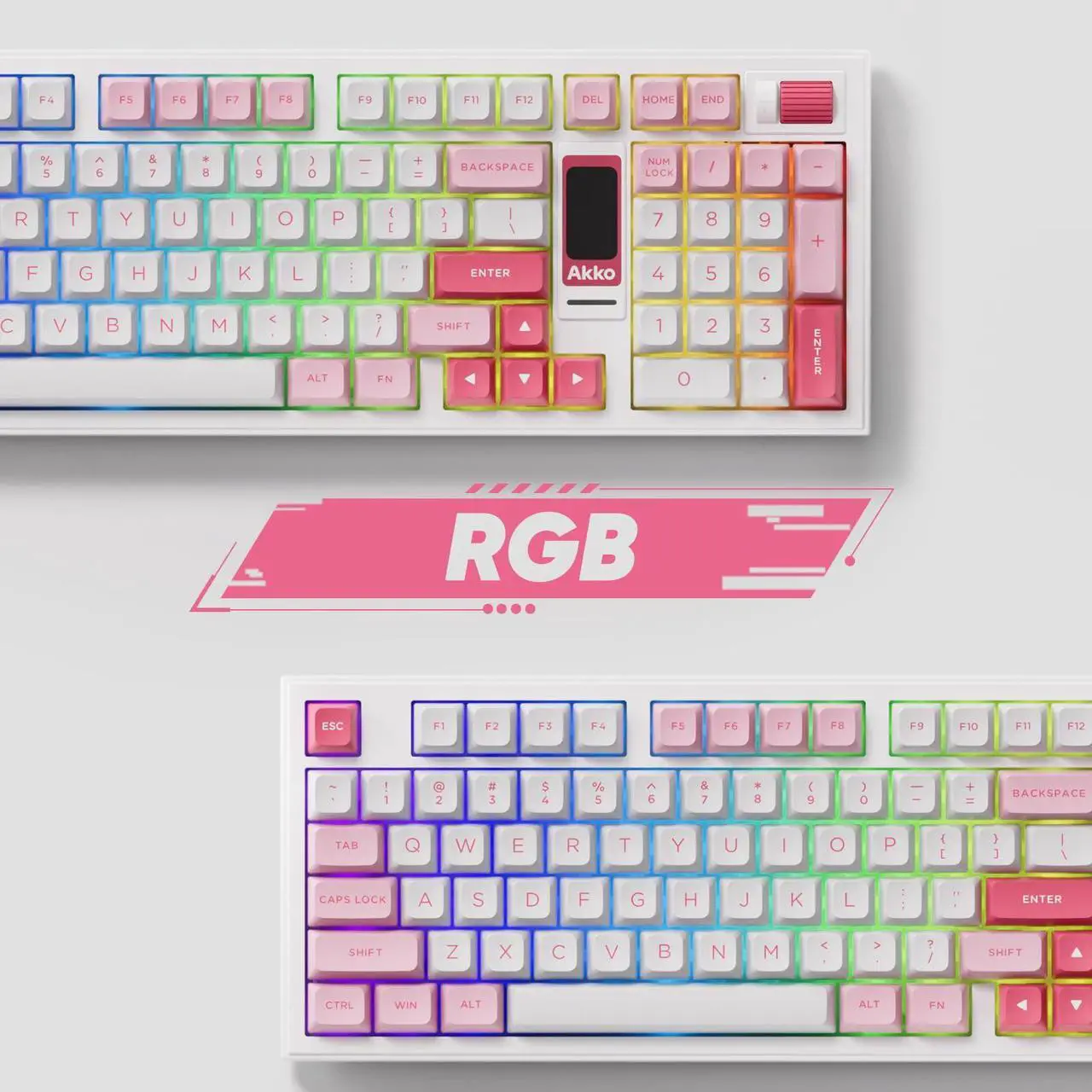 Alt view image 4 of 7 - Akko 5098B Wireless Gaming Keyboard with Screen, Prunus Lannesiana Keyboard with Scroll Wheel, Hot-Swappable Mechanical Keyboard with Numberpad,  RGB Gasket Keyboard, Piano Pre Lubed Switch