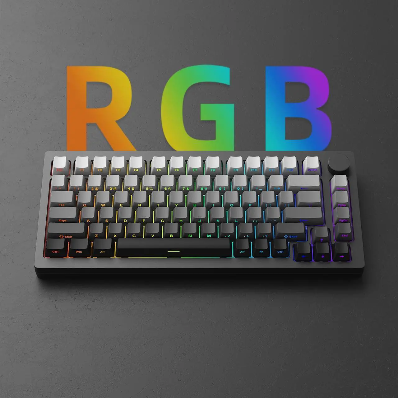 Alt view image 3 of 7 - MonsGeek M1W V3 VIA Aluminum Mechanical Keyboard 75% RGB Hot-swappable Gaming Keyboard with Knob, 6000 mAH RGB Gradient Black with PBT Double Shot Keycaps Rosewood Switch