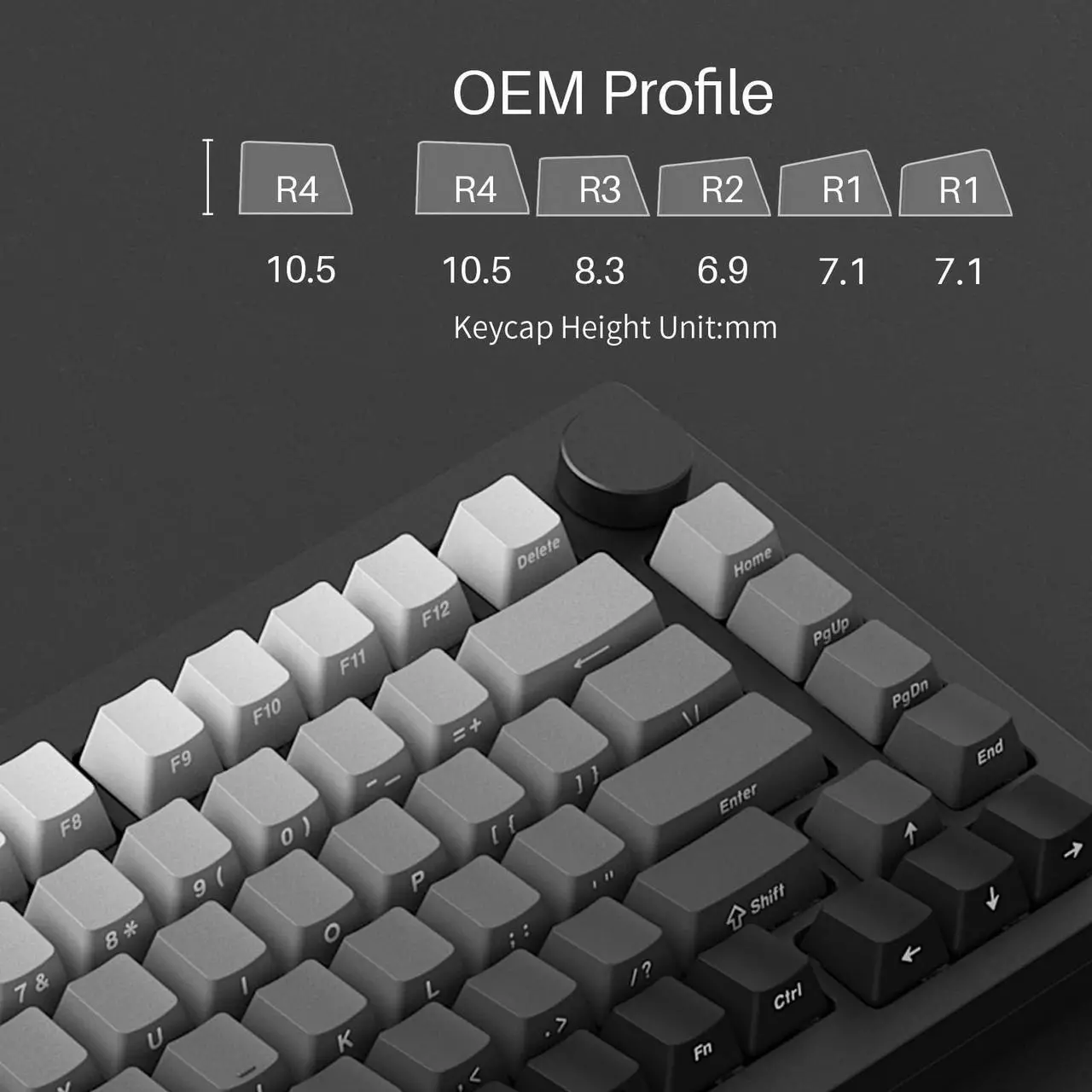 Alt view image 6 of 7 - MonsGeek M1W V3 VIA Aluminum Mechanical Keyboard 75% RGB Hot-swappable Gaming Keyboard with Knob, 6000 mAH RGB Gradient Black with PBT Double Shot Keycaps Rosewood Switch