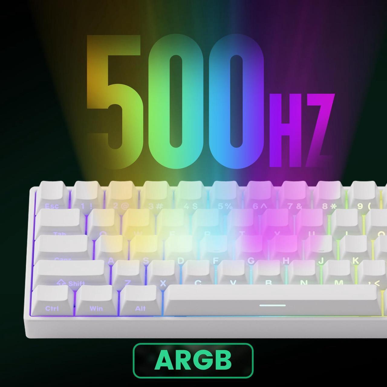 Alt view image 2 of 7 - MONSGEEK FUN60 Pro Rapid Trigger Gaming Keyboard 8k SP Magnetic Switch HE Keyboard Wired 60% White Shine-Through (Glare Magnetic Switch)