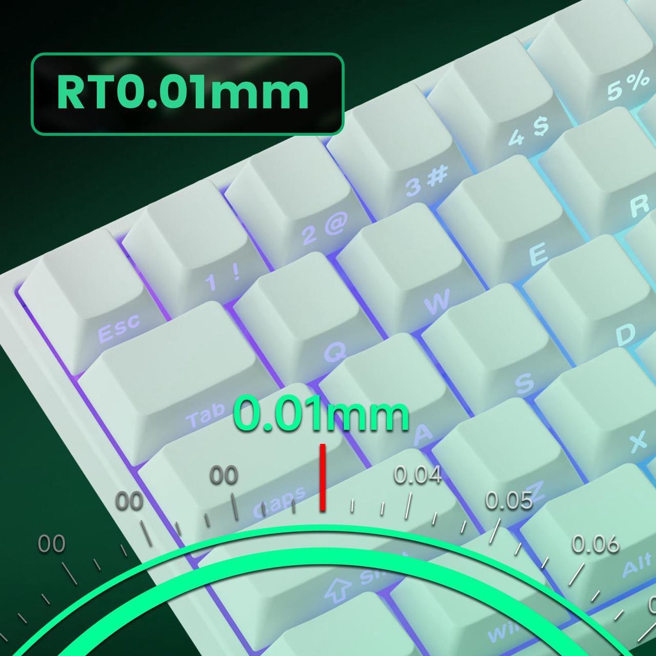 Alt view image 4 of 7 - MONSGEEK FUN60 Pro Rapid Trigger Gaming Keyboard 8k SP Magnetic Switch HE Keyboard Wired 60% White Shine-Through (Glare Magnetic Switch)