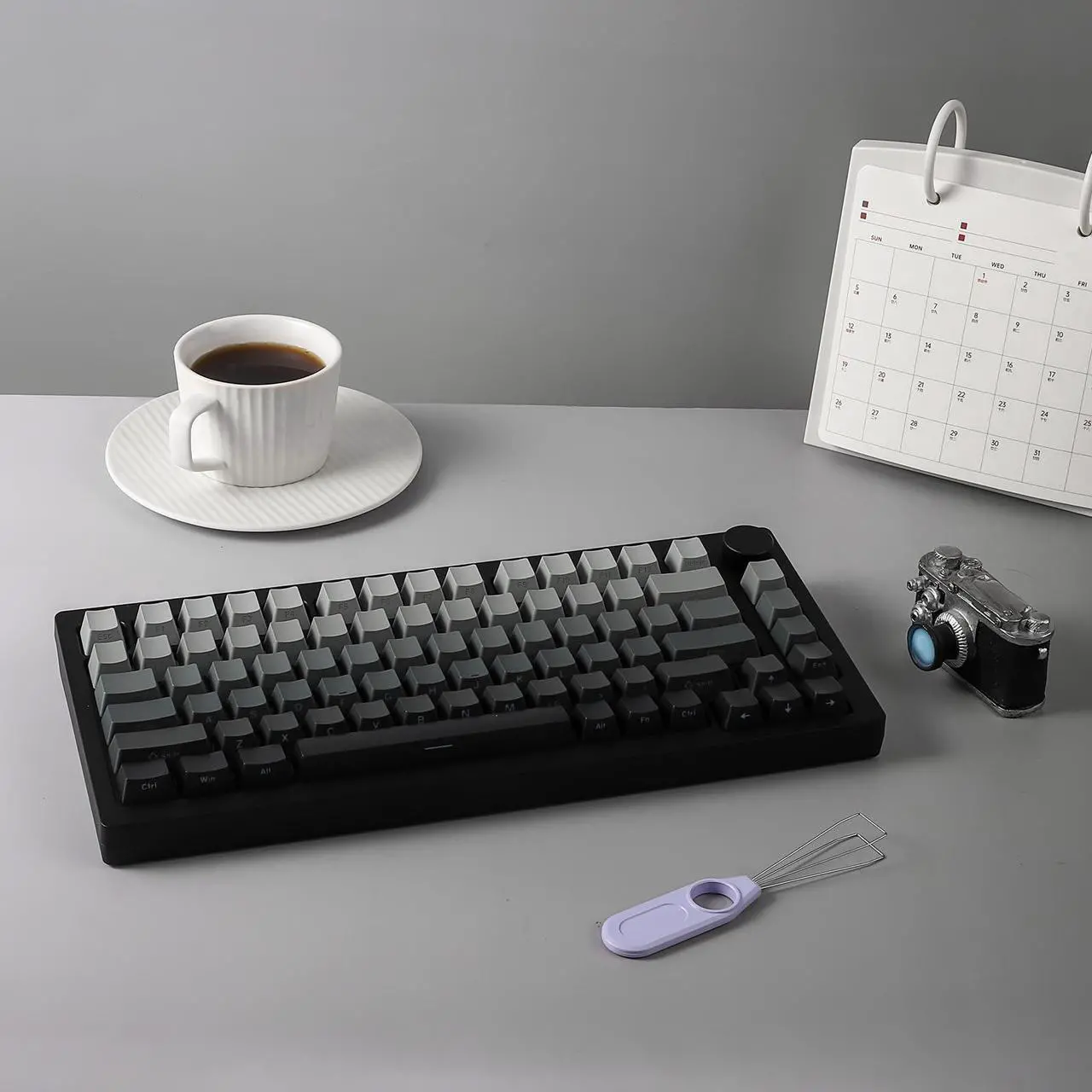 Alt view image 7 of 7 - MonsGeek M1W V3 VIA Aluminum Mechanical Keyboard 75% RGB Hot-swappable Gaming Keyboard with Knob, 6000 mAH RGB Gradient Black with PBT Double Shot Keycaps Rosewood Switch