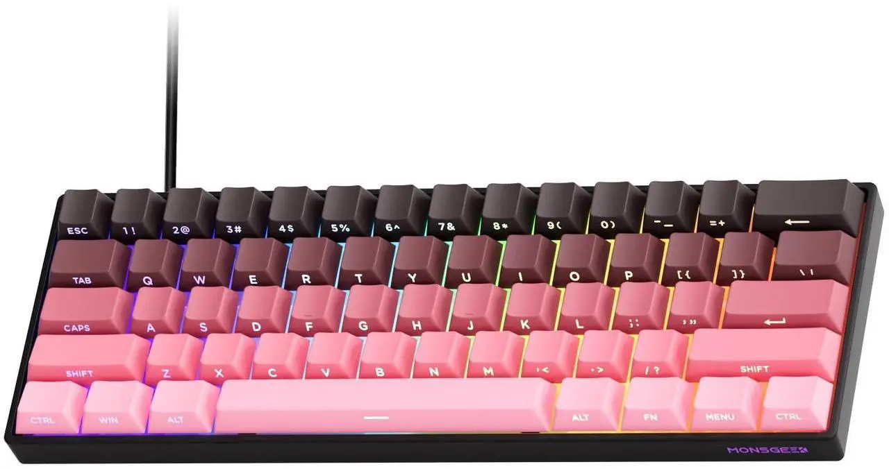 Main image of FUN60 Pro Rapid Trigger Gaming Keyboard 8k SP Magnetic Switch HE Keyboard Wired 60%  Black & Pink Gradient Shine-Through (Glare Magnetic Switch)