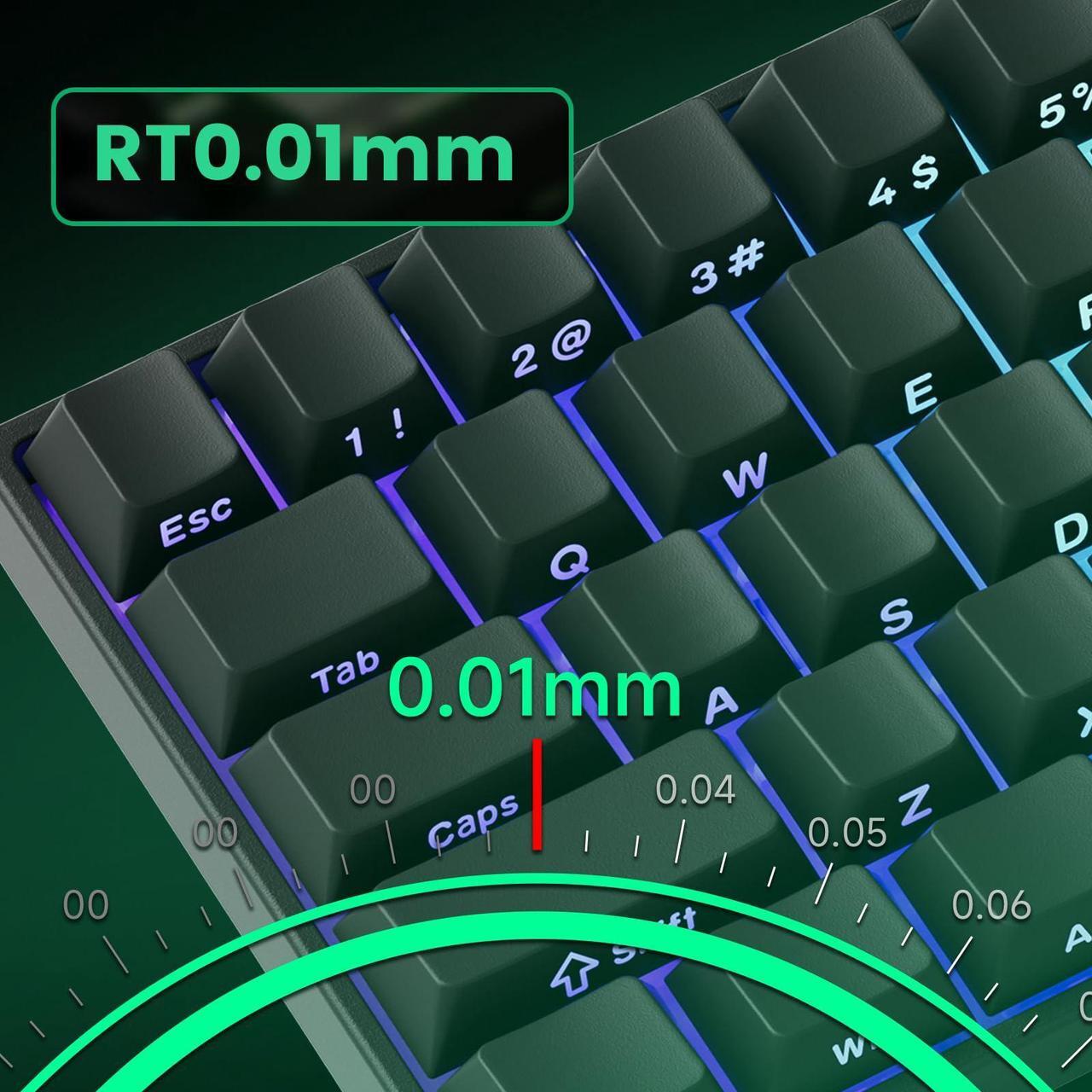 Alt view image 2 of 7 - MONSGEEK FUN60 MAX Rapid Trigger Gaming Keyboard 8k SP Magnetic Switch HE Keyboard Multi-Modes Wireless 60% Black Shine-Through, Glare Magnetic Switch