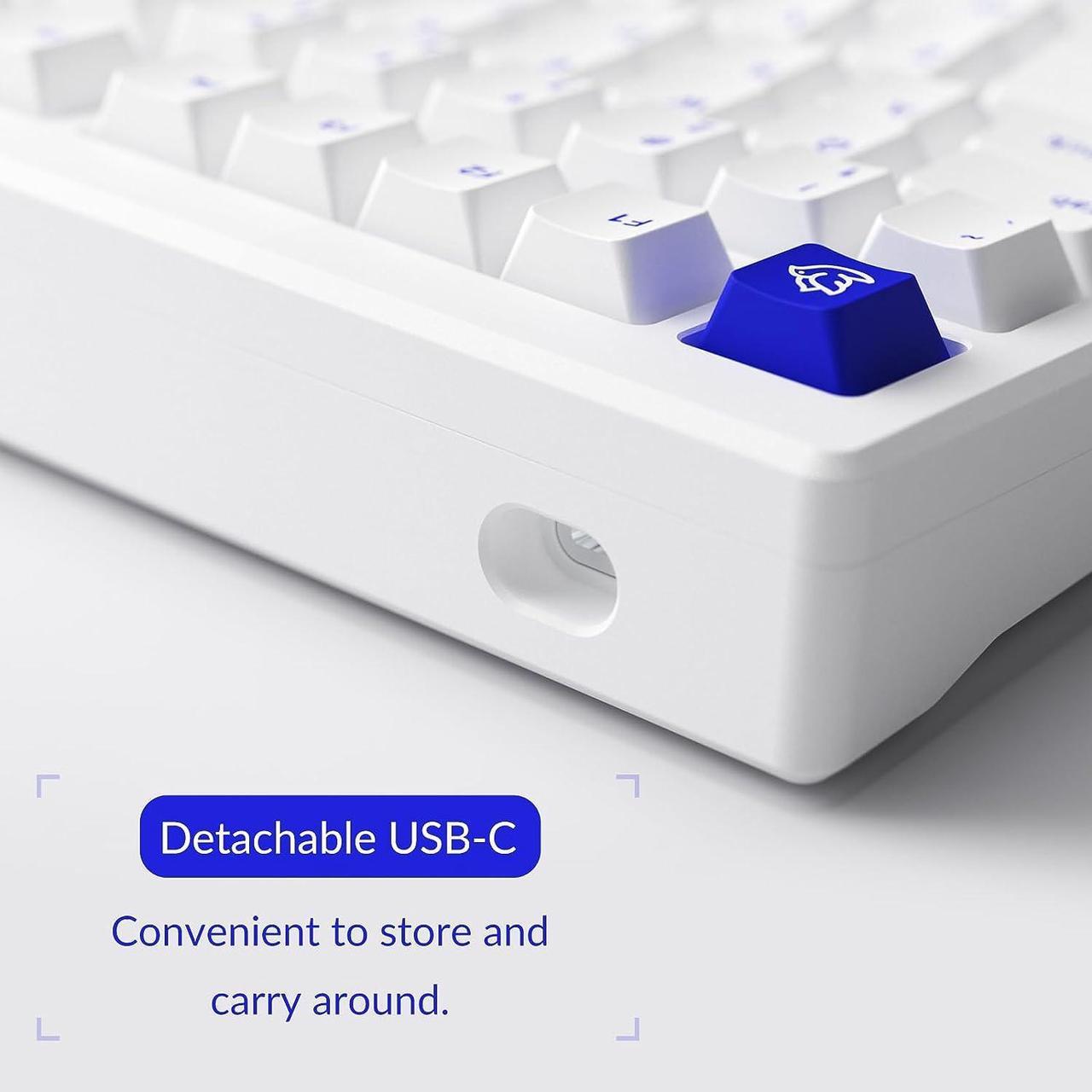 Alt view image 3 of 7 - Akko MOD 007 PC Blue on White Mechanical Gaming Keyboard with Piano Switch