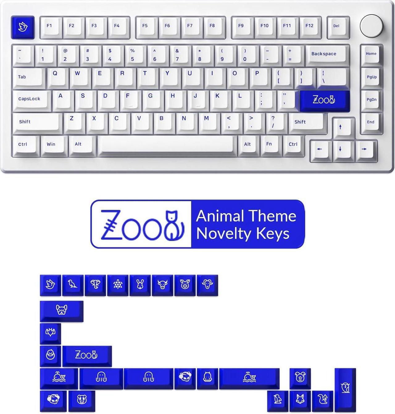 Alt view image 5 of 7 - Akko MOD 007 PC Blue on White Mechanical Gaming Keyboard with Piano Switch