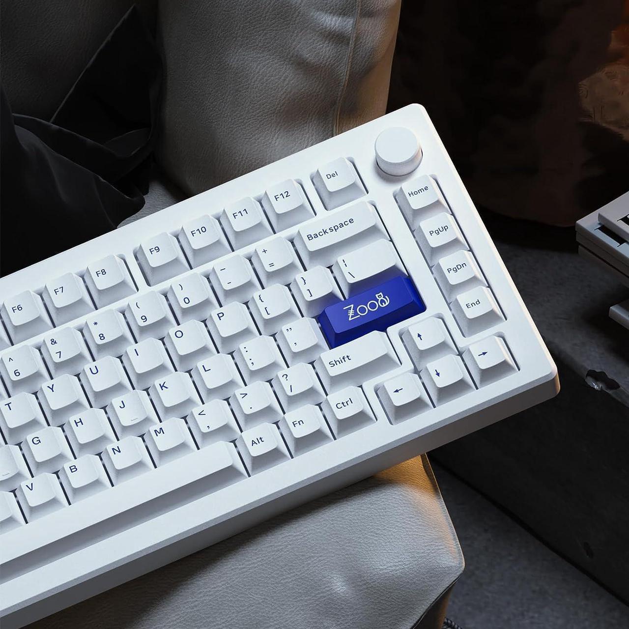 Alt view image 8 of 7 - Akko MOD 007 PC Blue on White Mechanical Gaming Keyboard with Piano Switch