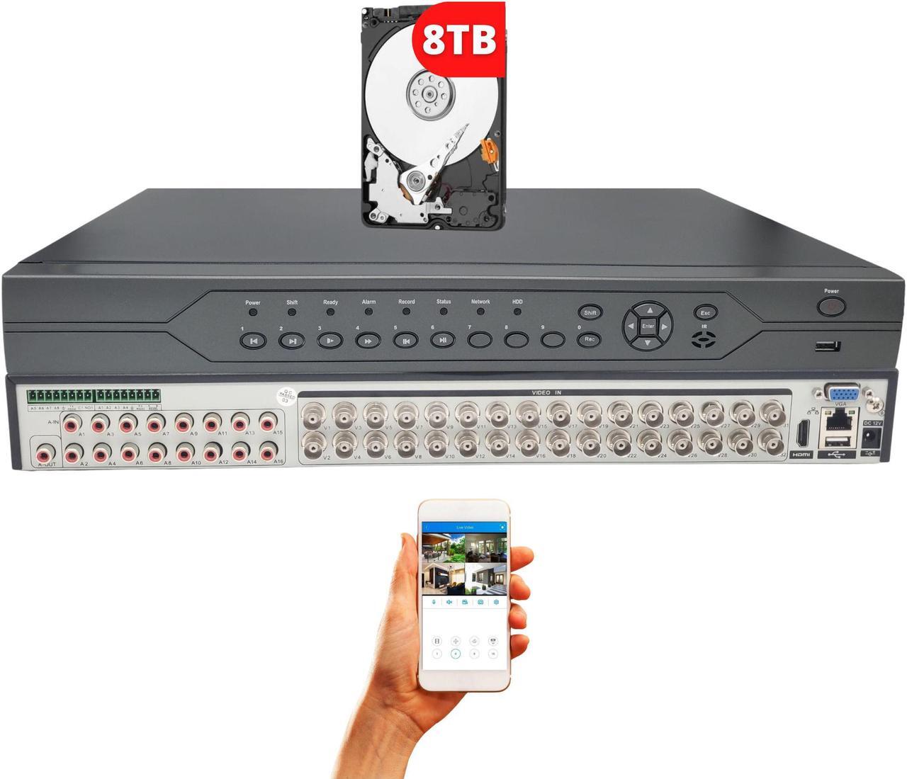 Main image of Evertech 32 Channel H.265 Surveillance Digital Video Recorder with 8TB Hard Drive 16 Audio Input DVR Supports 1080p AHD TVI CVI and Analog (960H) Cameras, Easy Remote Access