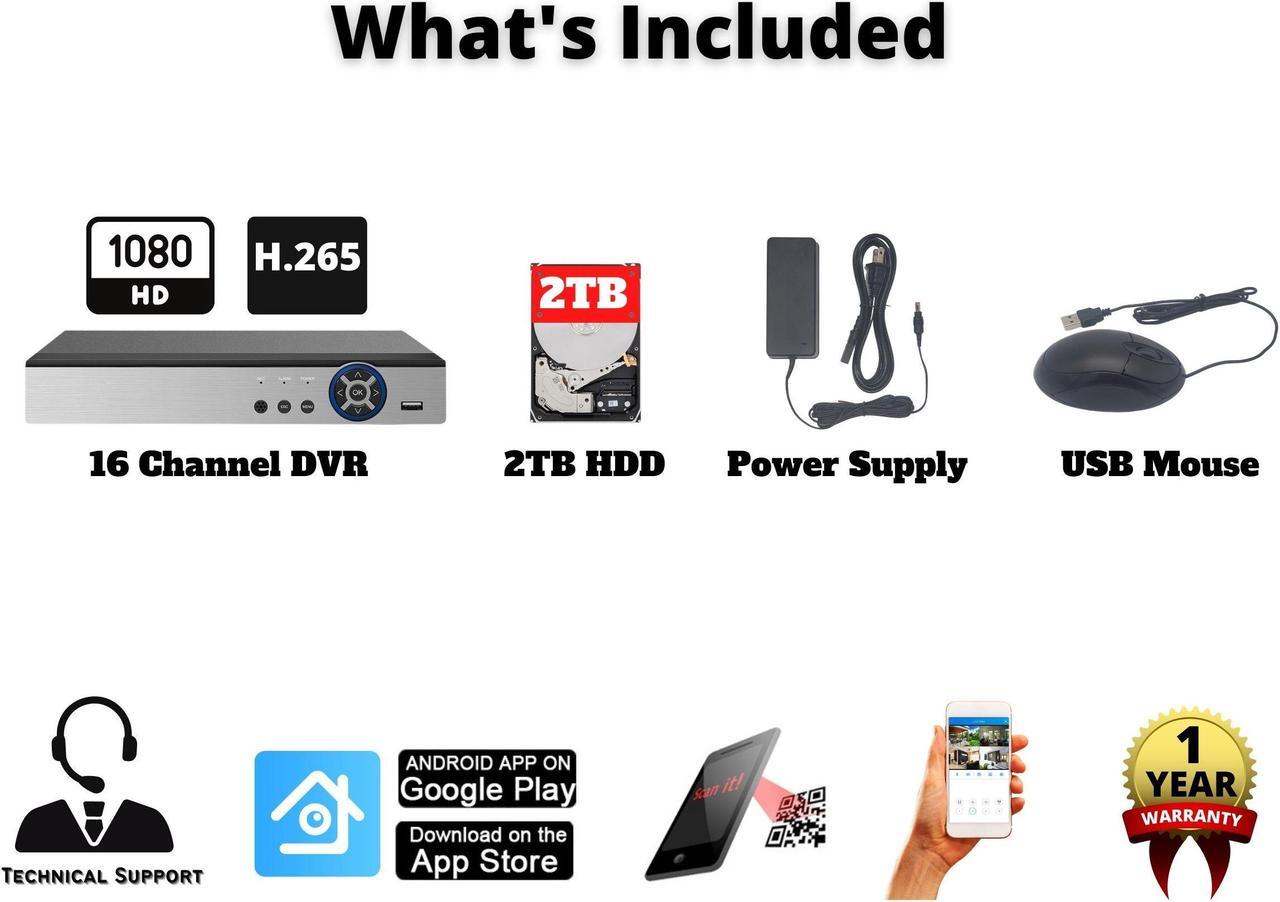 Alt view image 4 of 7 - Evertech H.265 16 Channel Digital Video Recorder AHD TVI CVI Analog Surveillance DVR with 2TB Hard Drive for Recording