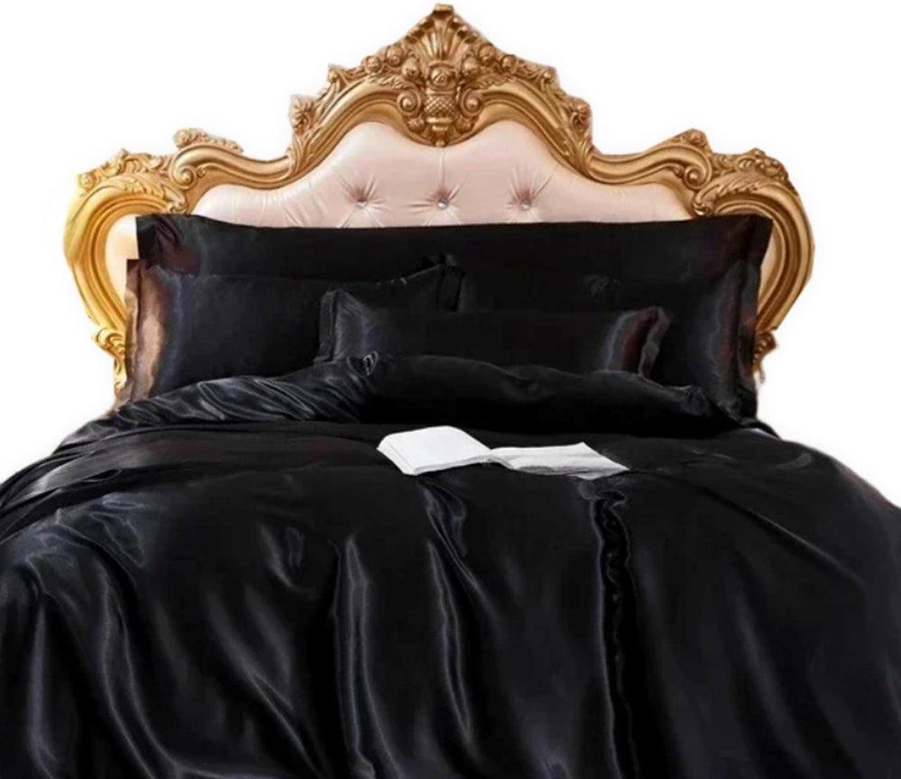 Anyhouz Beddings Black US King Size 3 Pcs High End Satin Smooth Duvet Cover Set