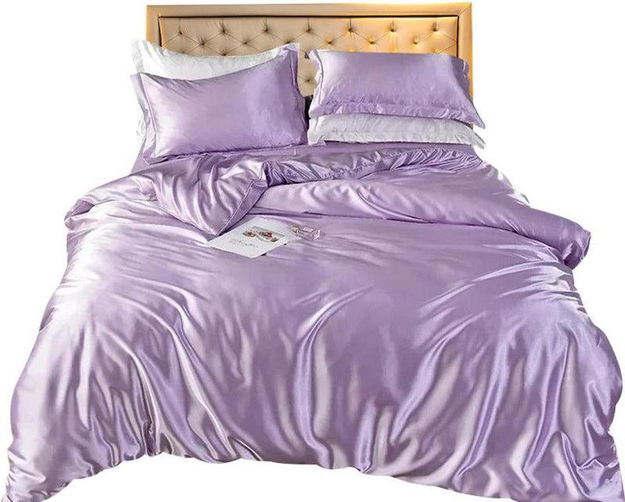 Anyhouz Beddings Lilac US King Size 3 Pcs High End Satin Smooth Duvet Cover Set