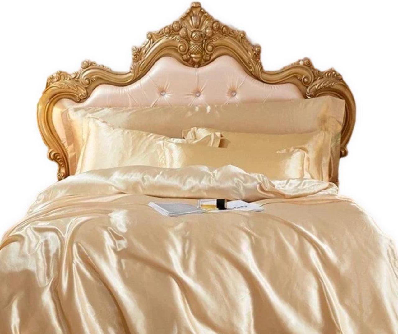 Anyhouz Beddings Beige AU EU King Size 3 Pc High End Satin Smooth Duvet Cover Set