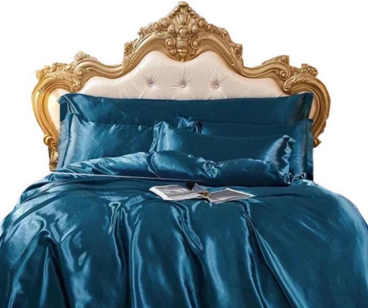 Anyhouz Beddings Blue US Queen Size 3 Pcs High End Satin Smooth Duvet Cover Set