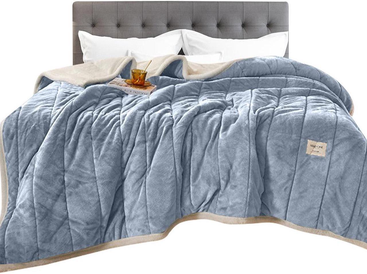 Anyhouz Blanket Light Grey Fleece 3 Layers Thicken Flannel Soft Washable 180x200cm