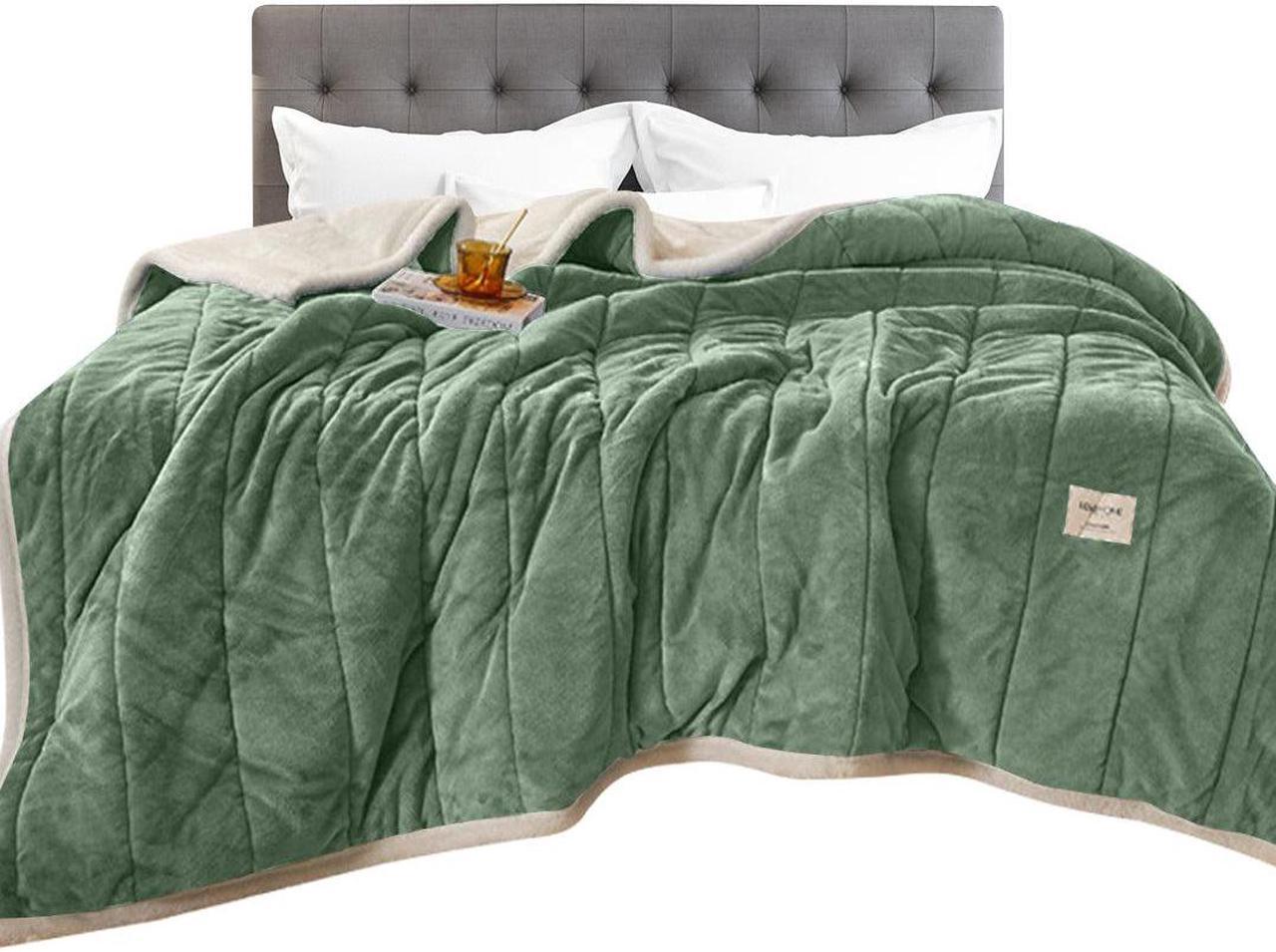 Anyhouz Blanket Green Coral Fleece 3 Layers Thicken Flannel Soft Washable 180x200cm