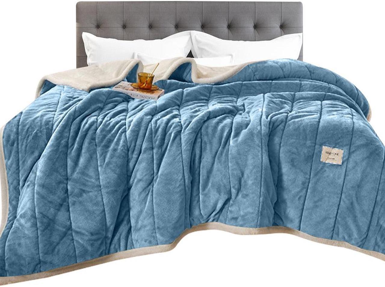 Anyhouz Blanket Light Blue Coral Fleece 3 Layers Thicken Flannel Soft Washable 120x200cm