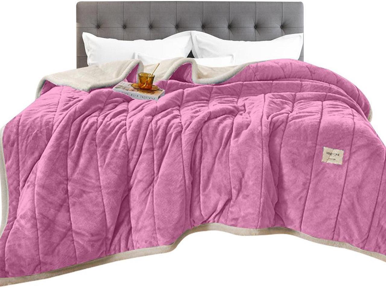 Anyhouz Blanket Light Pink Coral Fleece 3 Layers Thicken Flannel Soft Washable 120x200cm