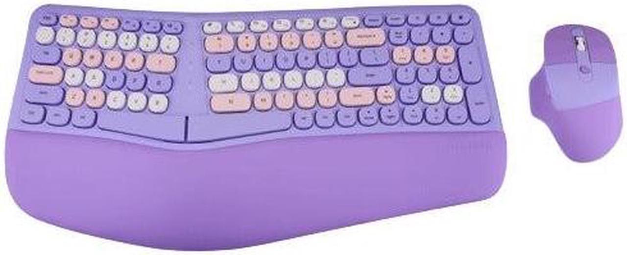 Anymob Bluetooth Keyboard And Mouse Combo Set Purple Ergonomic Wireless Portable Device Soft Keys