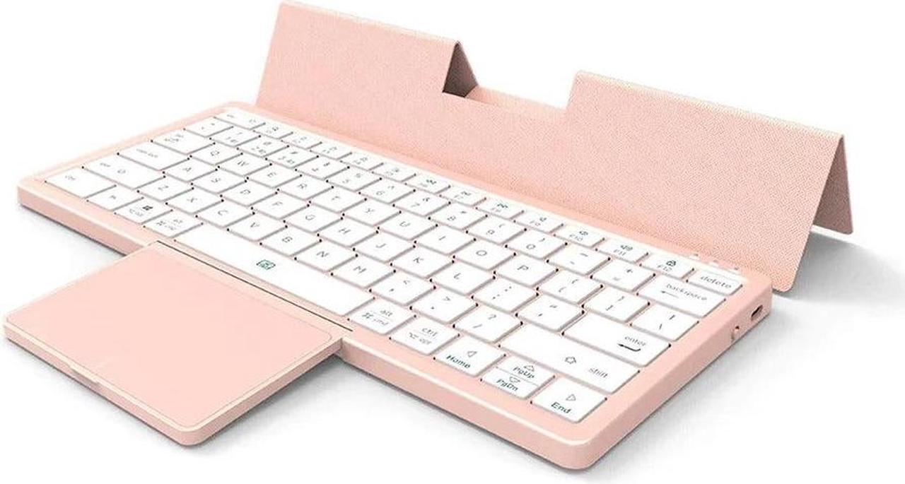 Anymob Bluetooth Keyboard Pink Mini Foldable Wireless Keys With Touchpad