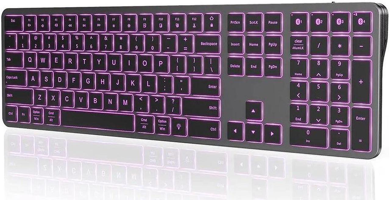 Anymob Bluetooth Keyboard Black Full Size Rechargeable Backlight Gaming Number Keys