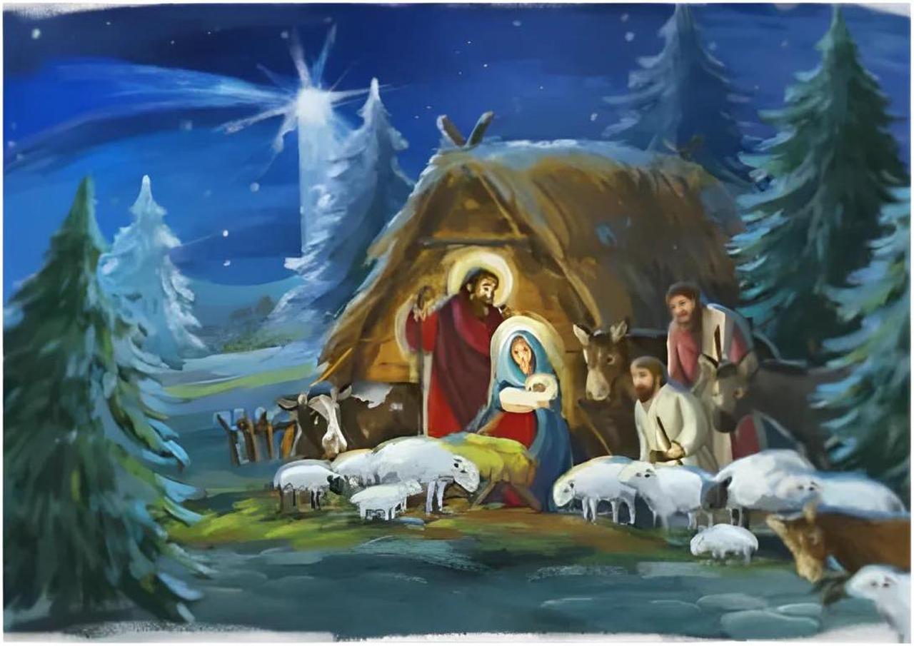 Anyhouz Tapestry Christmas Tree Nativity Bohemian Wall Art Home Decoration