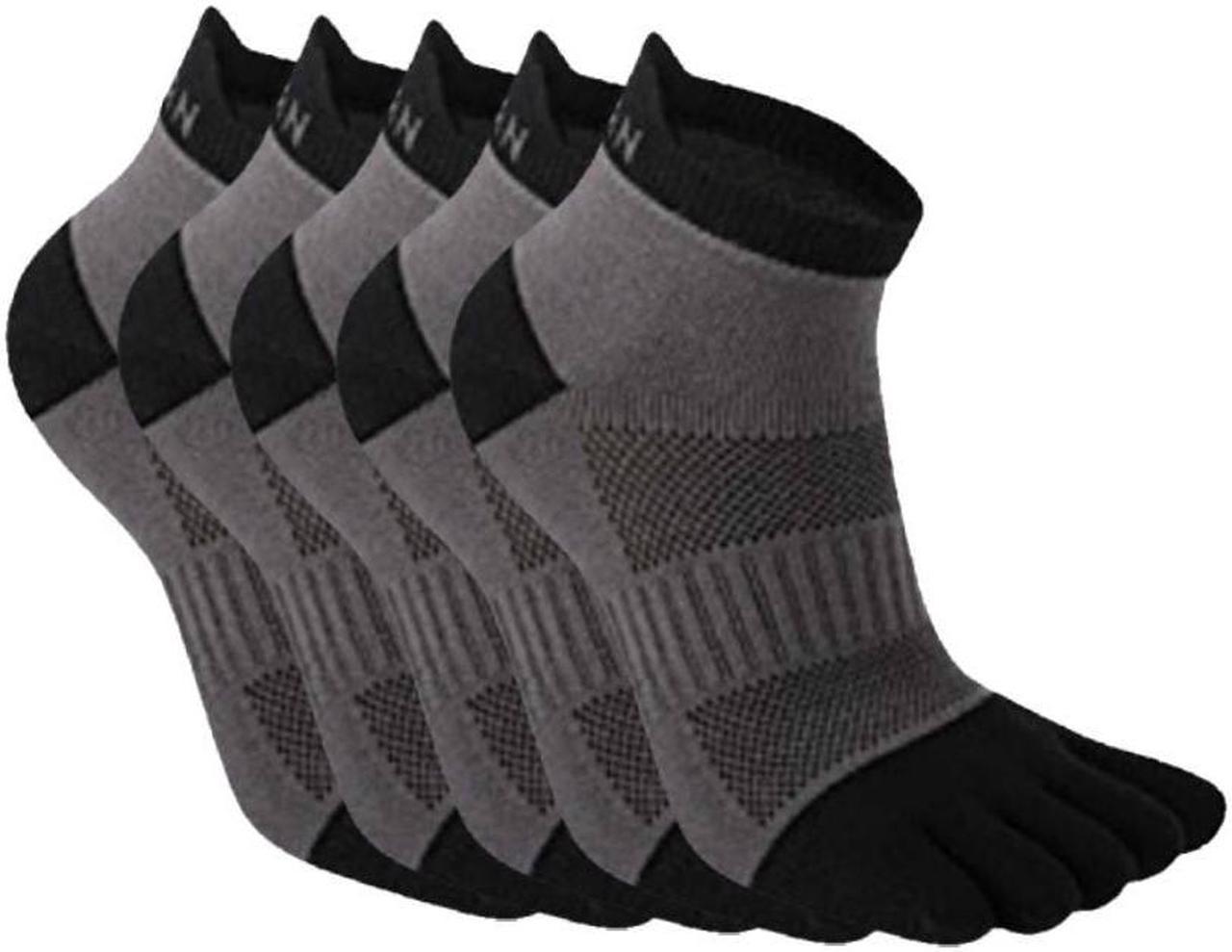 Anysox 5 Pairs One Size 36-42 Gray Men's Socks Cotton Breathable Sports Sweat Absorption Five-toe Anti-friction Back Short Tube