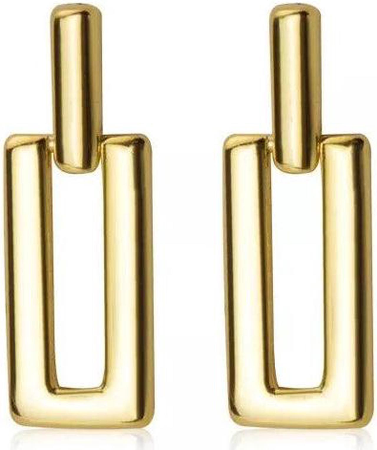 Anyco Fashion Earrings Gold Trendy Geometric Square Stud Jewelry