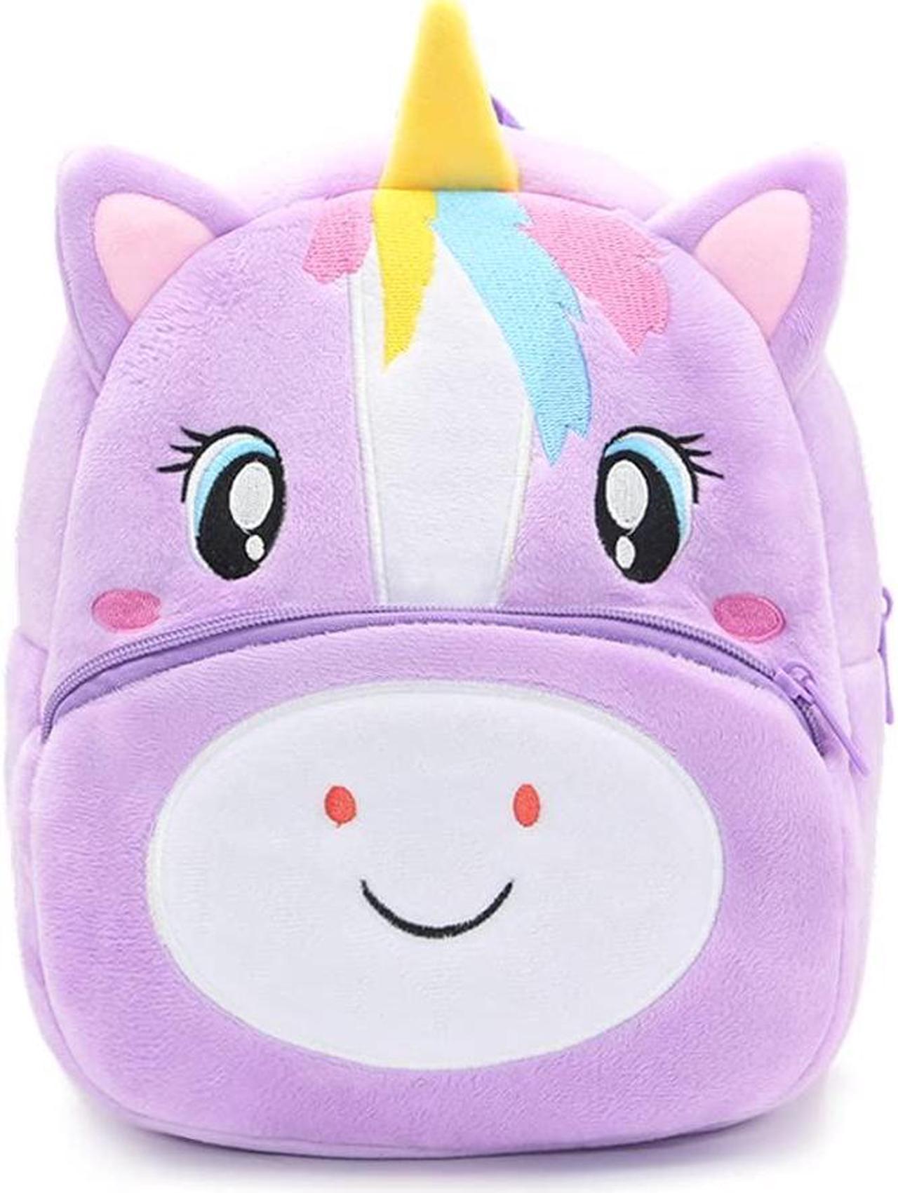 Anykidz 3D Purple Unicorn Kids School Backpack Cute Cartoon Animal Style Children Toddler Plush Bag Perfect Accessories For Boys and Girls