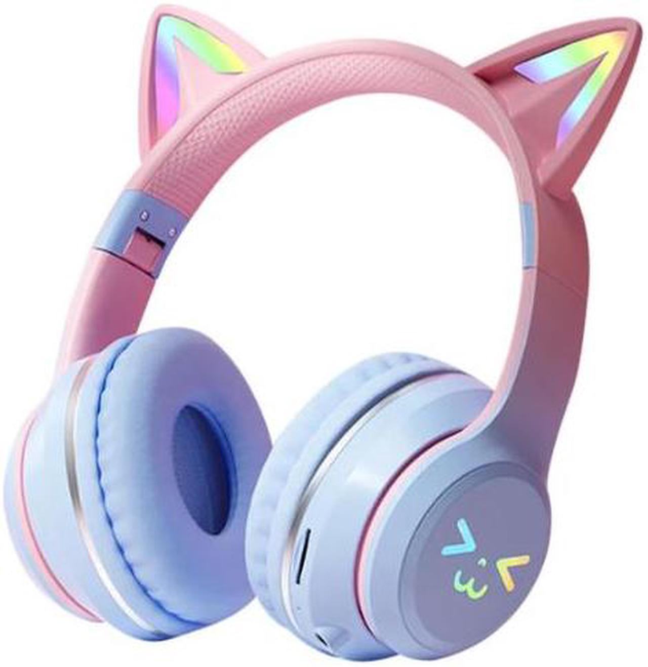 Anymob Headphone Blue Bluetooth Cat Ear Wireless Foldable Headset