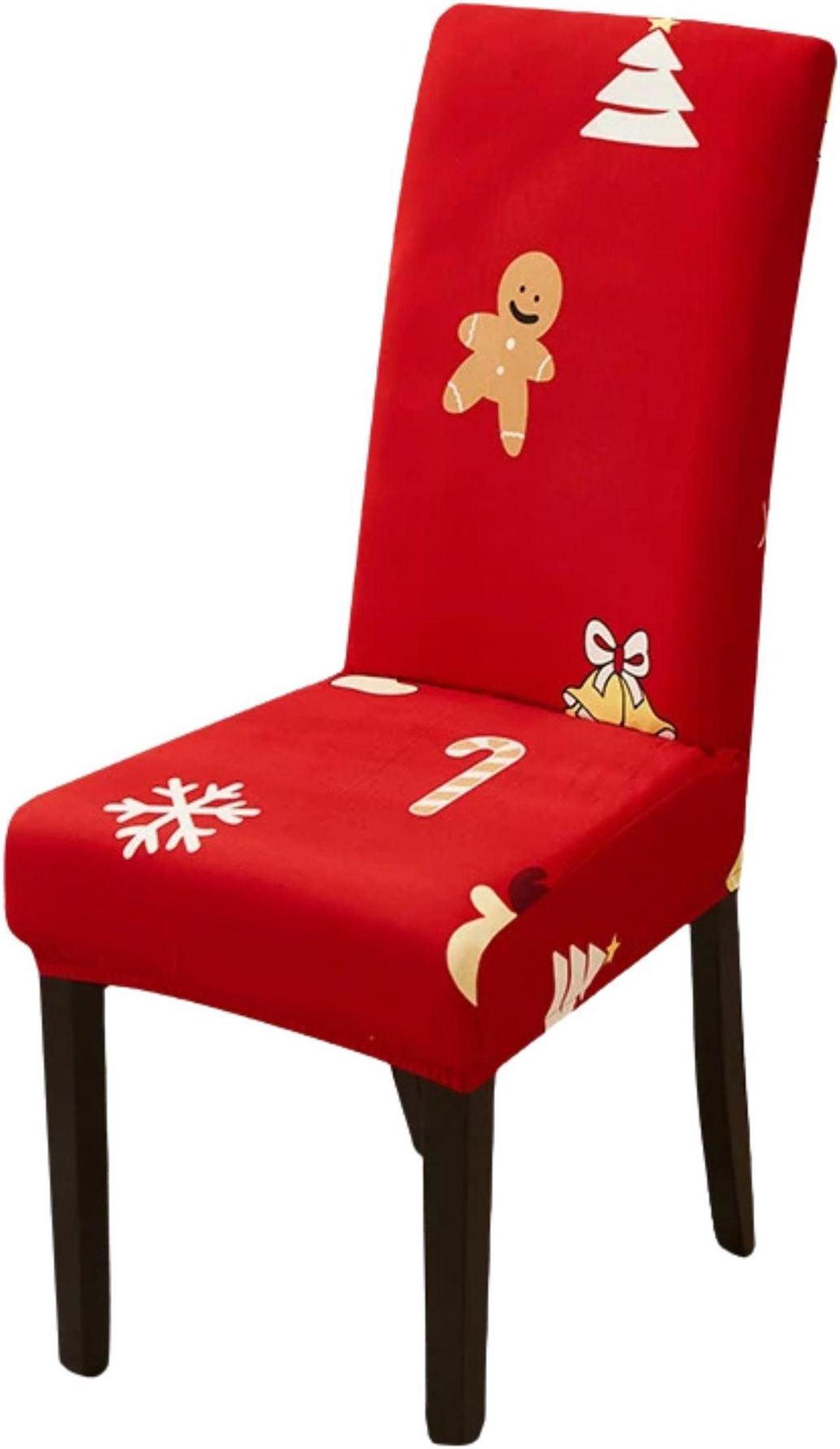 Anyhouz Chair Cover Red Christmas Design Stretchable  Dining Slipcover