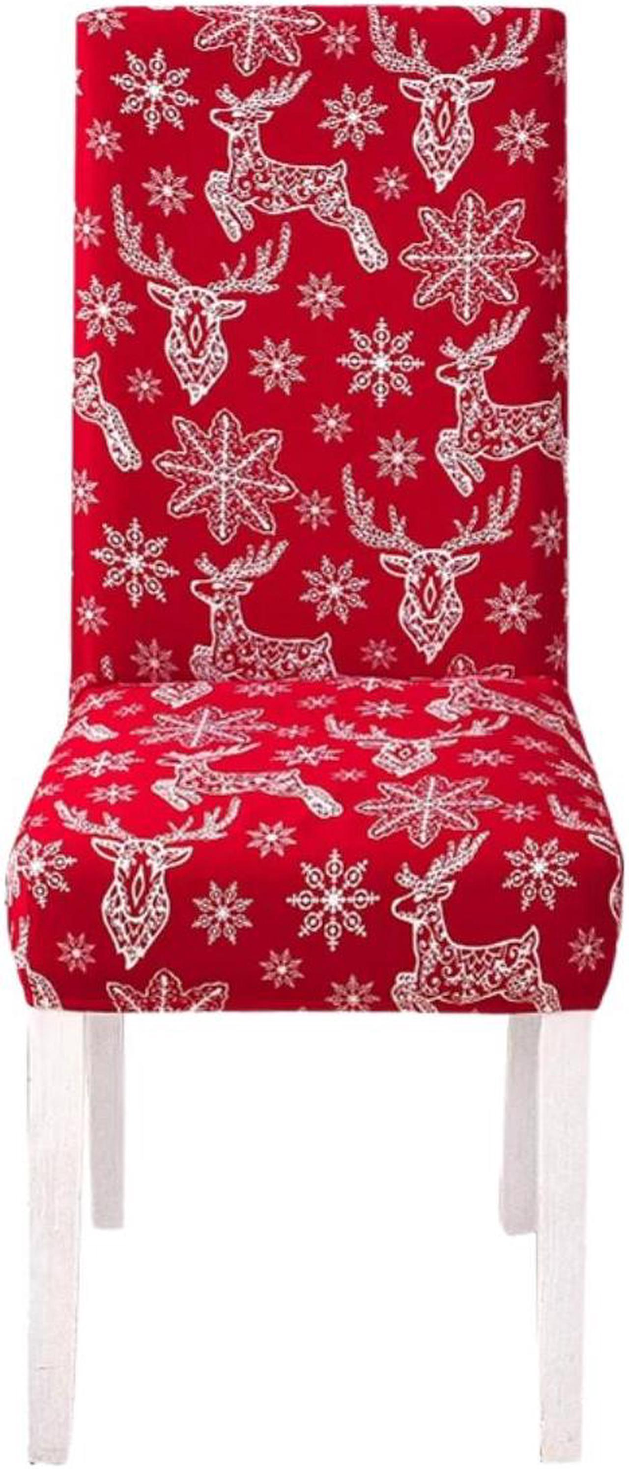 Anyhouz Chair Cover Red Christmas Snowflakes Design Stretchable Dining Slipcover