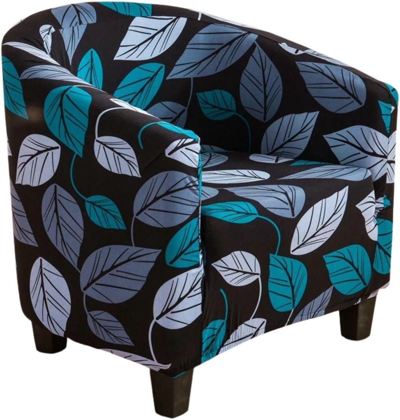 Anyhouz Chair Cover Black Leaf Design Dust Proof Tub Slipcover Home Decor