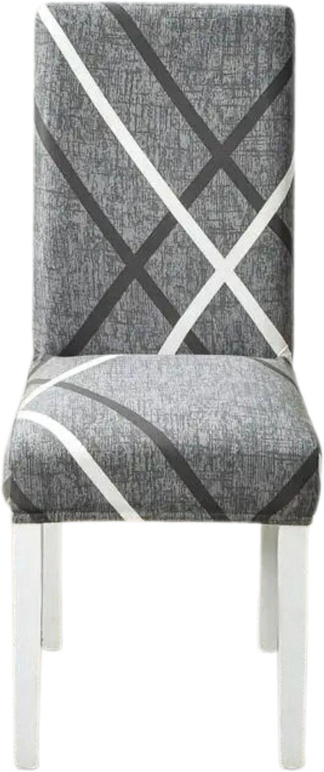 Anyhouz Chair Cover Gray Cross Hatch Design Elastic Slipcover Dining Decor