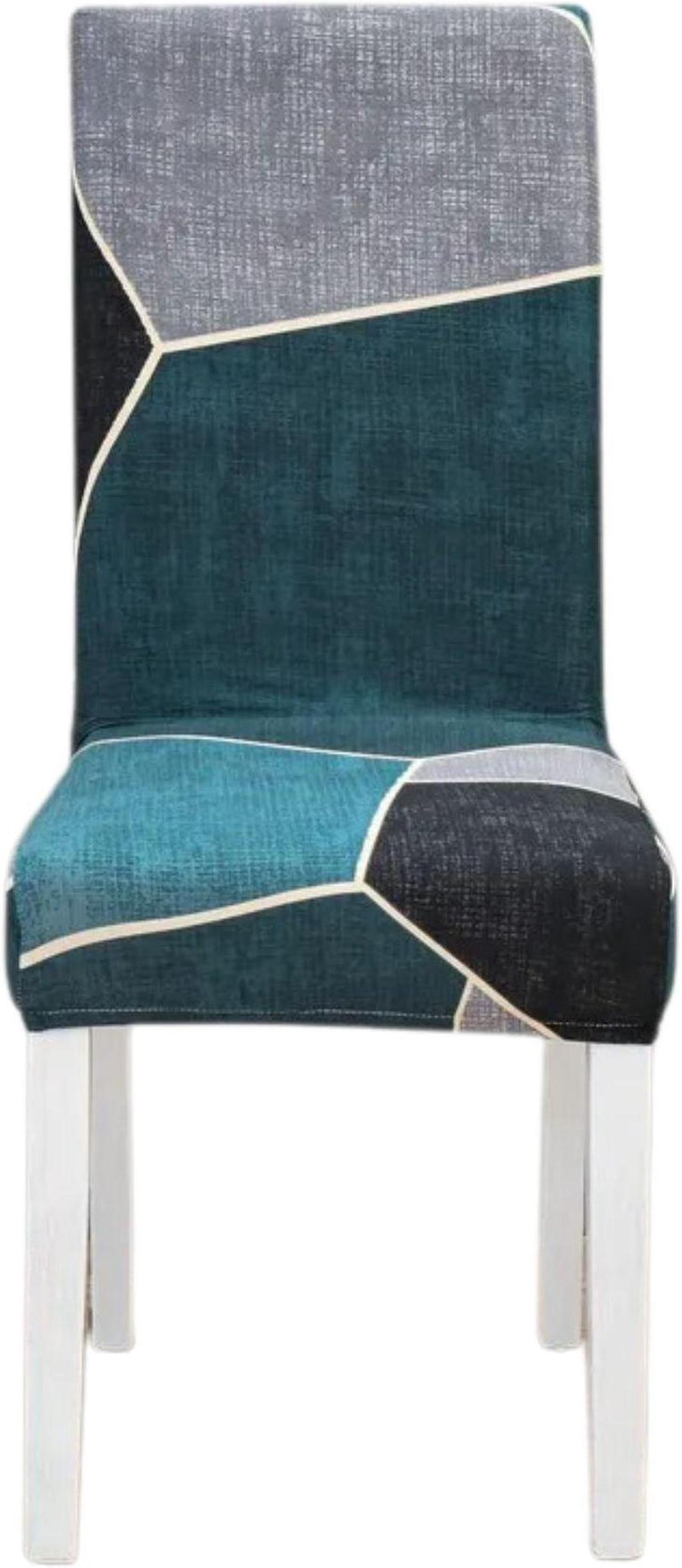 Anyhouz Chair Cover Blue Green Geometric Design Elastic Slipcover Dining Decor