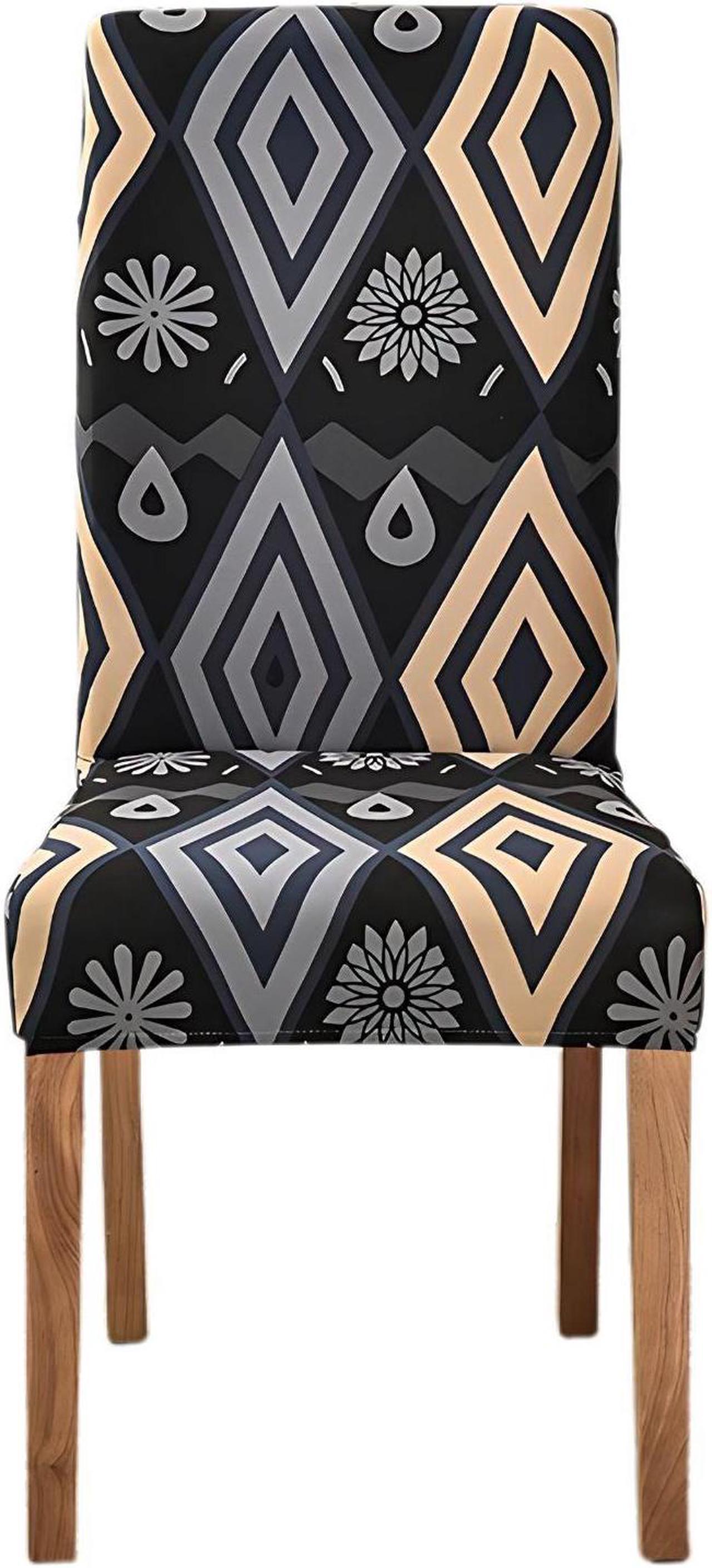 Anyhouz Chair Cover Black Diamond Print Elastic Slipcover Dining Decor