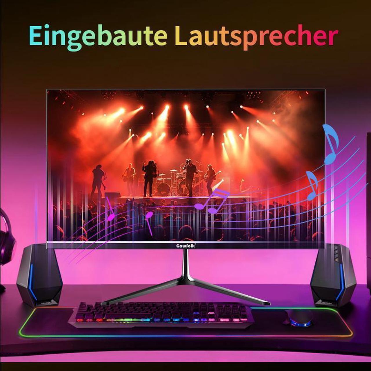 Alt view image 4 of 7 - Gawfolk 24.5 Inch IPS PC 200Hz Gaming Monitor, FHD 1080p Screen, 1ms Without Bezel, freesync, 100% sRGB, 178 ° Angle View, HDTVDisplayPort, Compatible with Wall mounting 75 * 75MM - Black