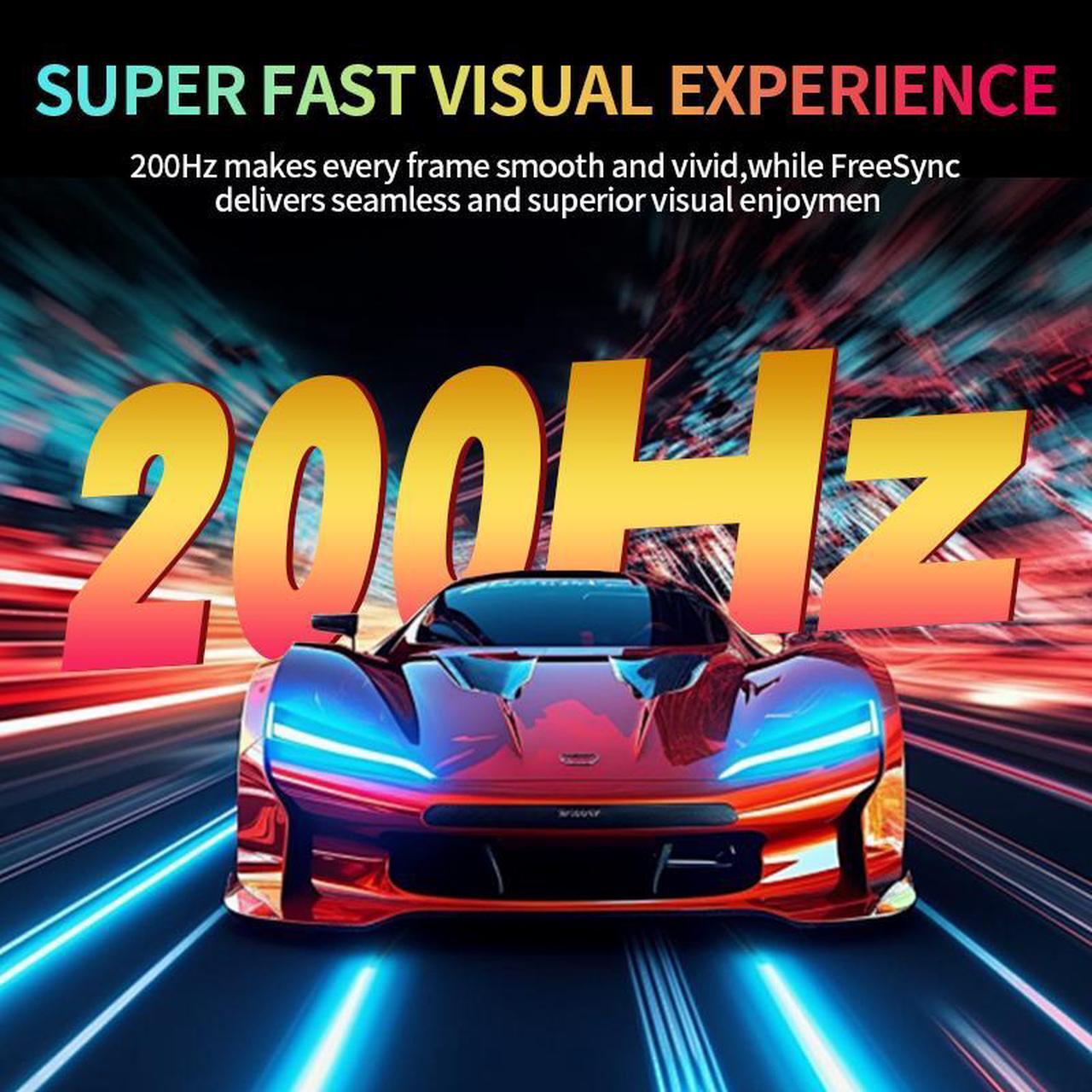 Alt view image 7 of 7 - Gawfolk 24.5 Inch IPS PC 200Hz Gaming Monitor, FHD 1080p Screen, 1ms Without Bezel, freesync, 100% sRGB, 178 ° Angle View, HDTVDisplayPort, Compatible with Wall mounting 75 * 75MM - Black