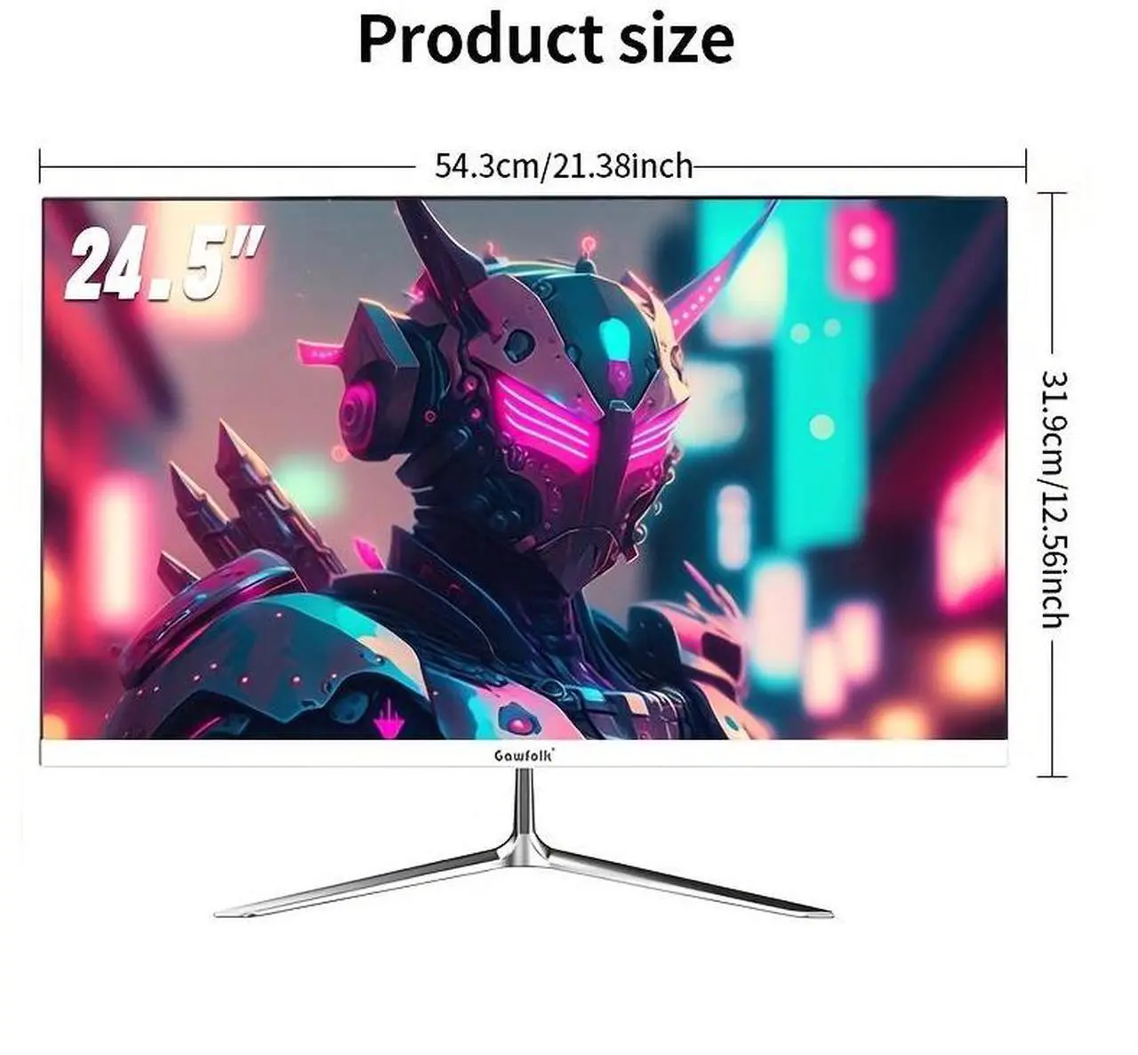 Alt view image 2 of 7 - Gawfolk Gaming Monitor 24.5-Inch 200Hz, PC Screen Full HD 1080P, IPS Direct Surface Frameless Computer Monitor with FreeSync, VA Panel,HDTV, DP, VESA 75x75