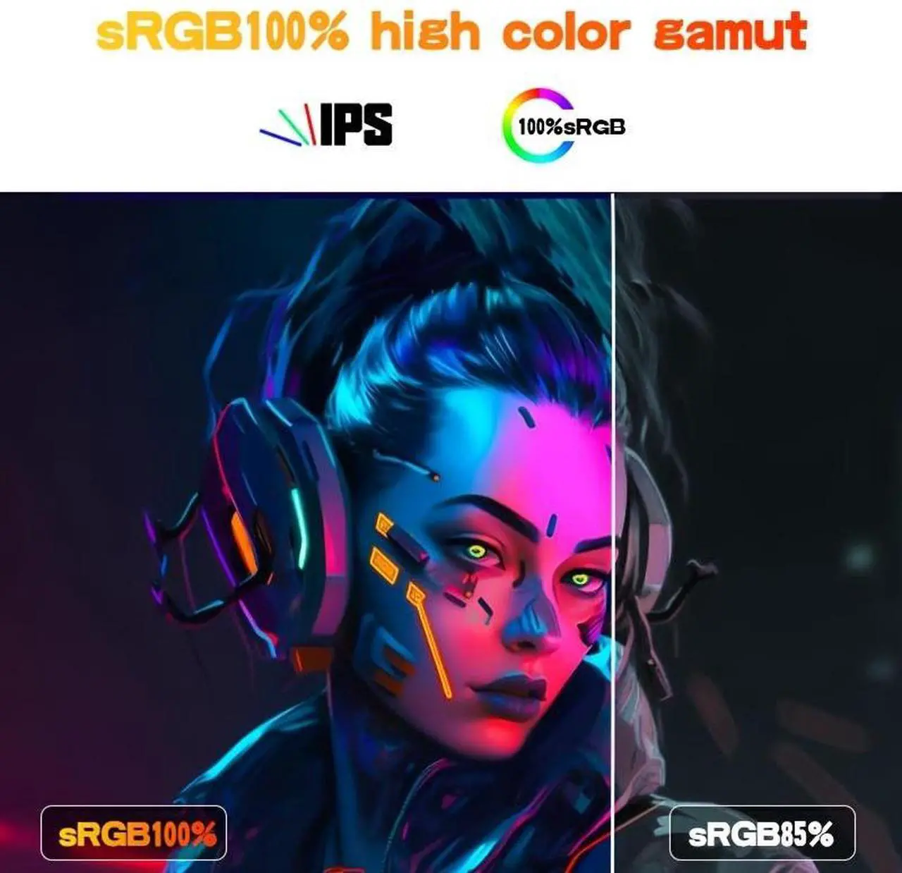 Alt view image 6 of 7 - Gawfolk Gaming Monitor 24.5-Inch 200Hz, PC Screen Full HD 1080P, IPS Direct Surface Frameless Computer Monitor with FreeSync, VA Panel,HDTV, DP, VESA 75x75