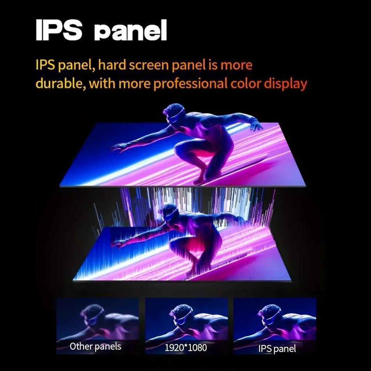 Alt view image 4 of 7 - Gawfolk Gaming Monitor 24.5-Inch 200Hz, PC Screen Full HD 1080P, IPS Direct Surface Frameless Computer Monitor with FreeSync, VA Panel,HDTV, DP, VESA 75x75