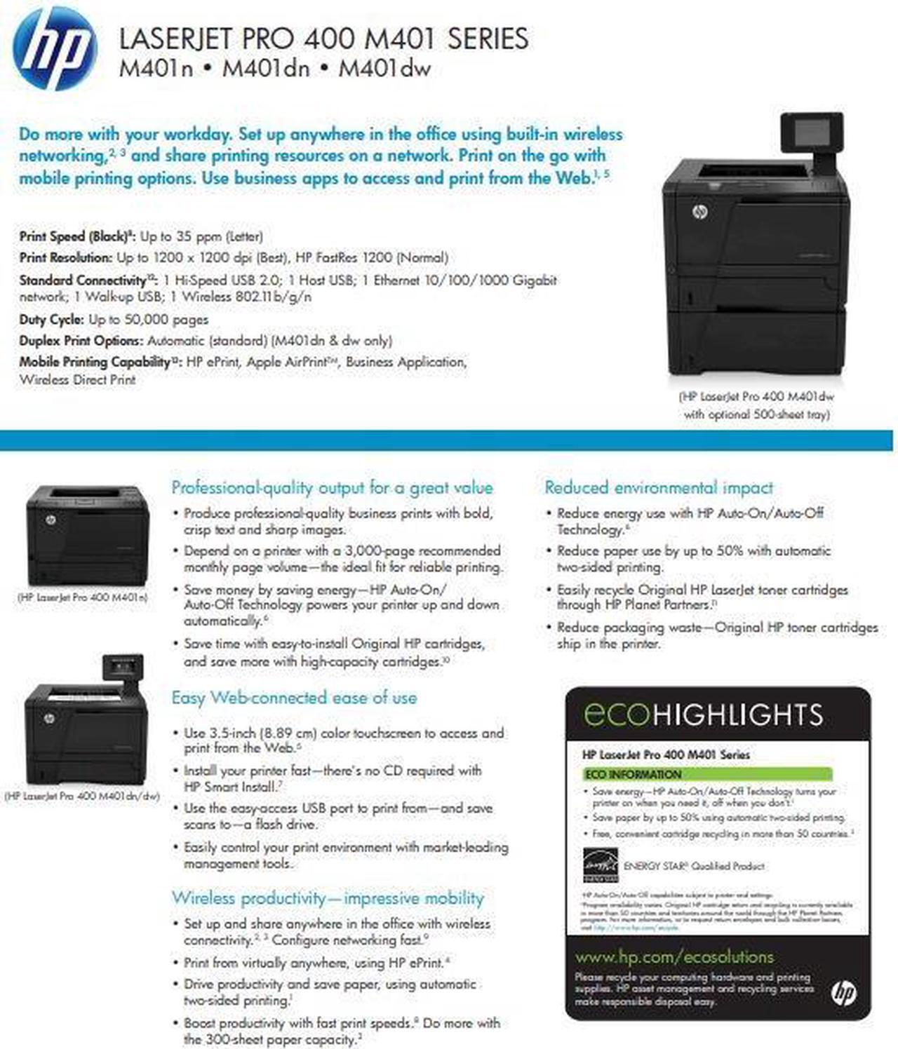 Alt view image 2 of 3 - HP Laserjet Pro 400 M401dn Laser Printer CF278A