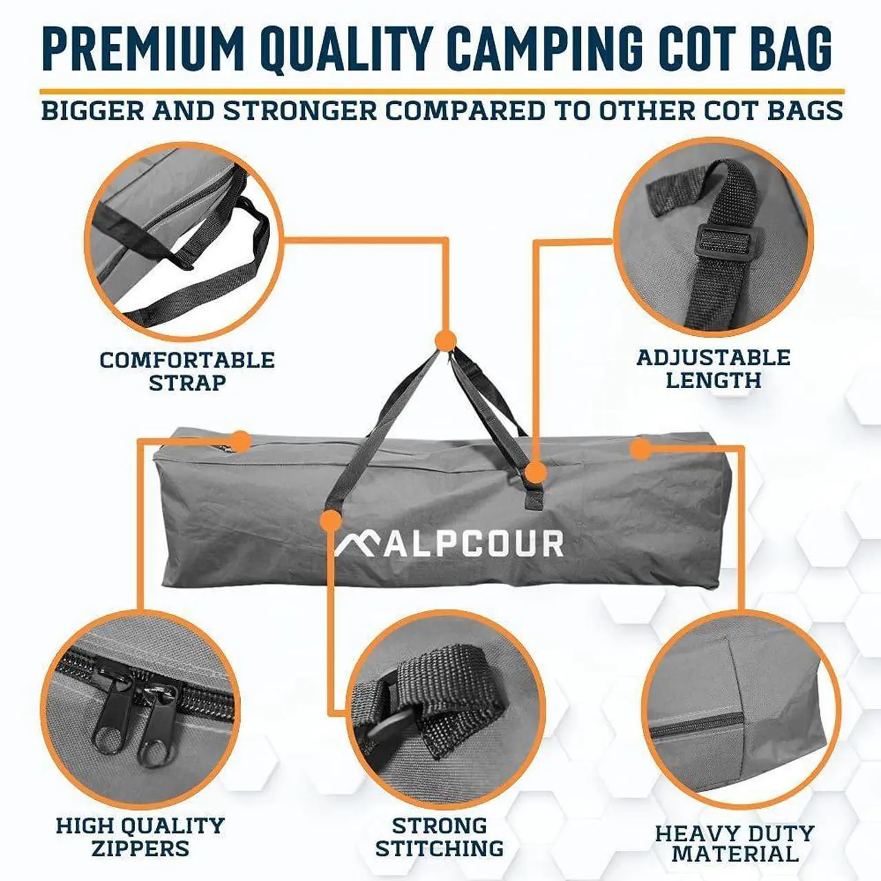 Alt view image 4 of 5 - Alpcour Camping Cot Bag for Outdoor Camping, Travel and Beach  42 Inch Heavy Duty Polyester Fabric Replacement Bag Fits Most Cots & Chairs  Multifunctional and Easy to Carry & Store