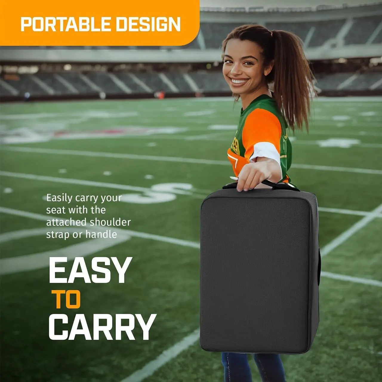 Alt view image 6 of 7 - Alpcour Portable Extra Thick Heated Stadium Seat Cushion  Bleacher Cushion with Side Pocket, Cup Holder, Waterproof, Anti-Slip, and Straps  Perfect for Football Seats and Bench Seats for Bleachers